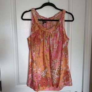 Talbots Pink & Orange Rolled collar Top NWT